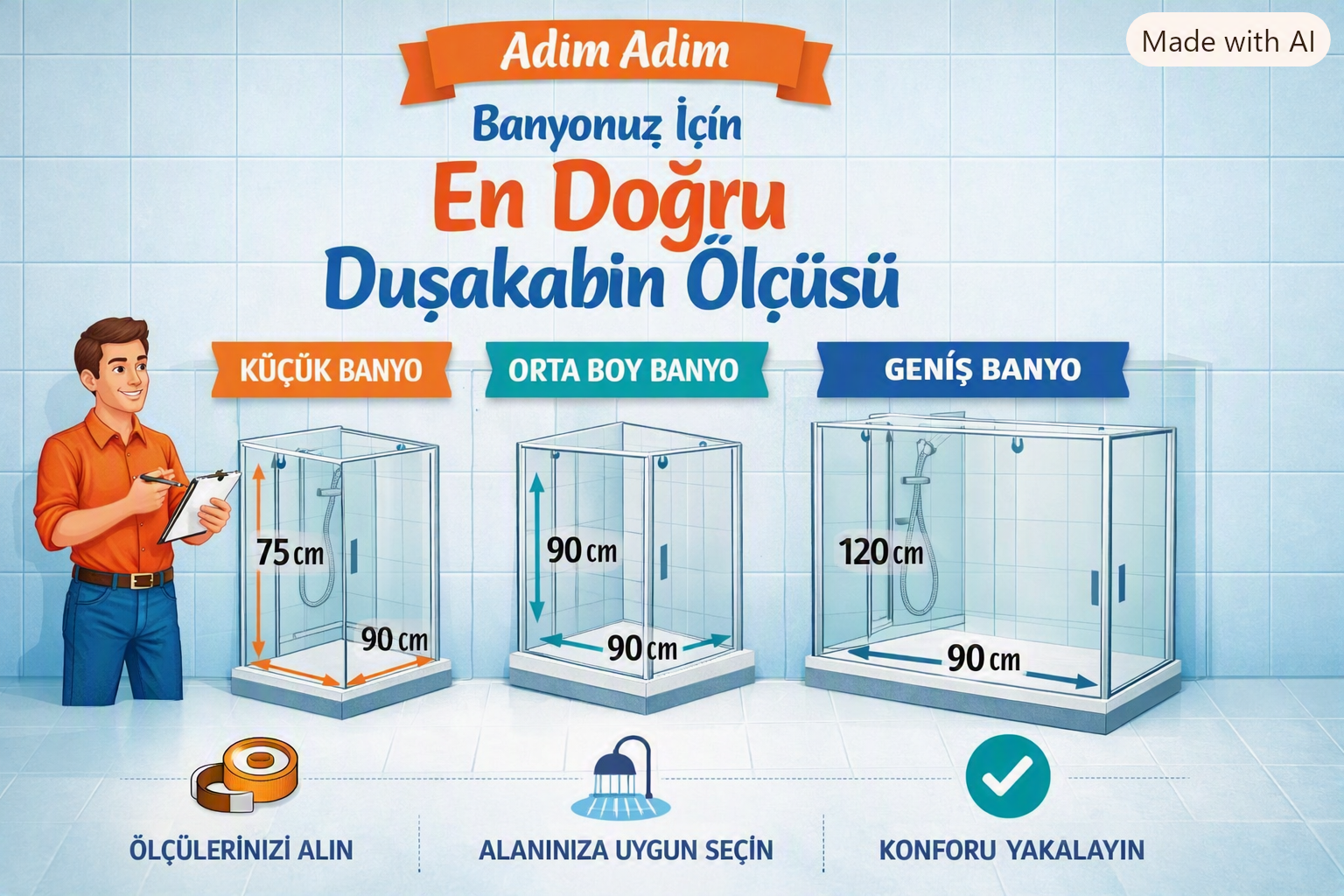 Adım Adım Banyonuz İçin En Doğru Duşakabin Ölçüsü